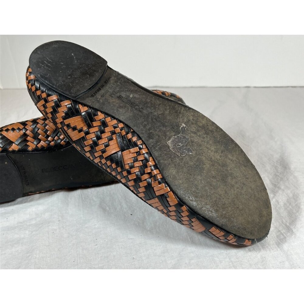 Rebecca Minkoff Uma Tribal Ballet Flats Leather Woven‎ Brown Black Size 7 - Picture 7 of 7